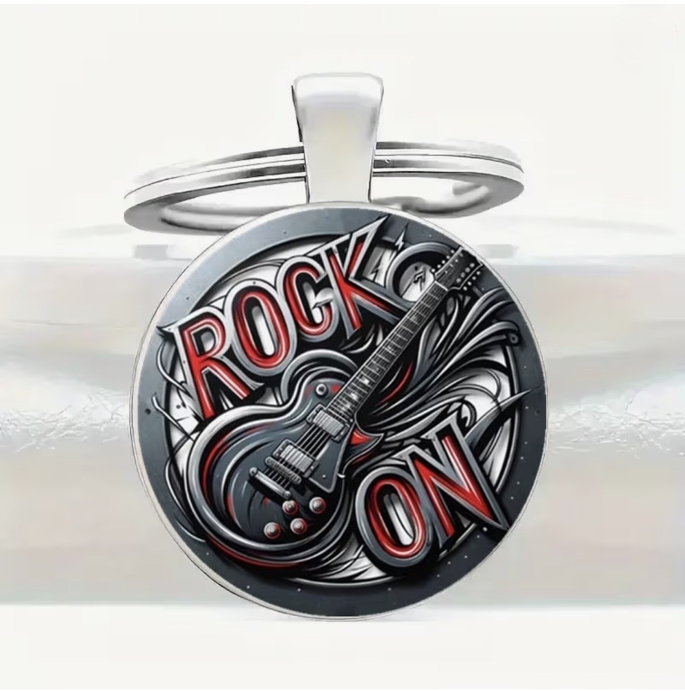 3/$25 Rock On Electric Guitar Keychain NEW